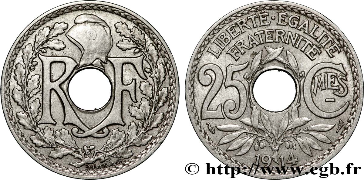 25 centimes Lindauer, Cmes souligné 1914  F.170/2 SS 