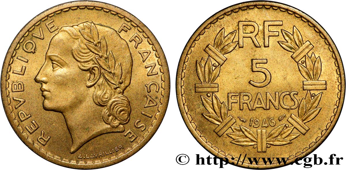 5 francs Lavrillier, bronze-aluminium 1946  F.337/7 SUP62 