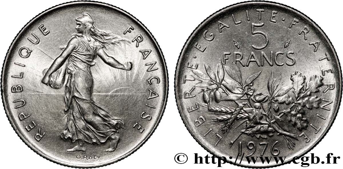 5 francs Semeuse, nickel 1976 Pessac F.341/8 SPL64 