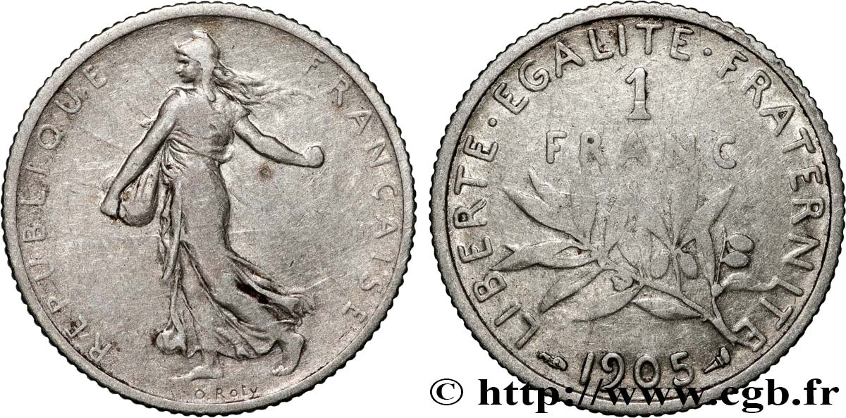 1 franc Semeuse 1905 Paris F.217/10 BC+ 
