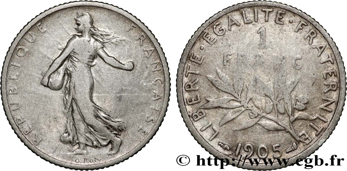 1 franc Semeuse 1905 Paris F.217/10 BC+ 