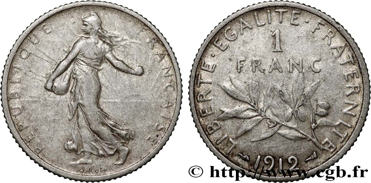 1 franc Semeuse 1912  F.217/17 MBC 