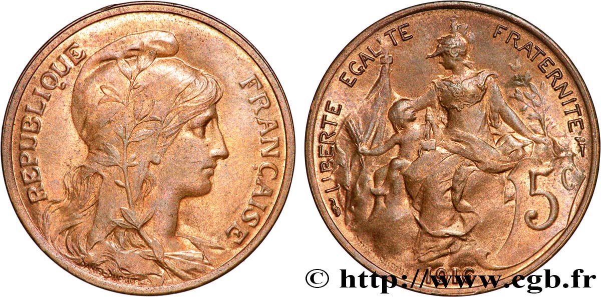 5 centimes Daniel-Dupuis 1916  F.119/28 SUP62 