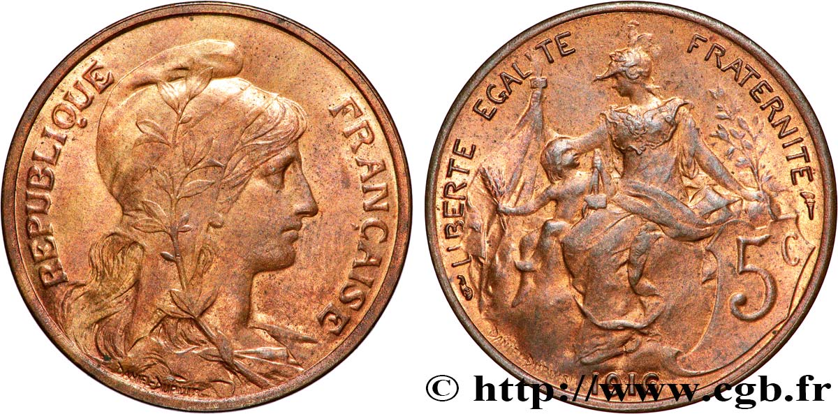 5 centimes Daniel-Dupuis 1916  F.119/28 MS64 