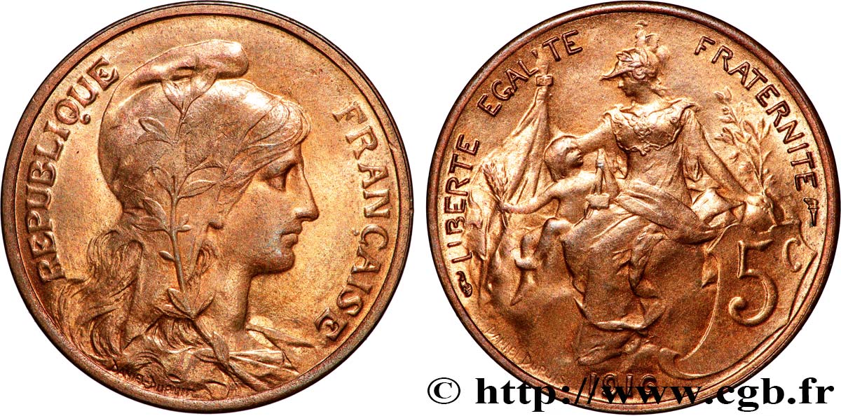 5 centimes Daniel-Dupuis 1916  F.119/28 SPL62 