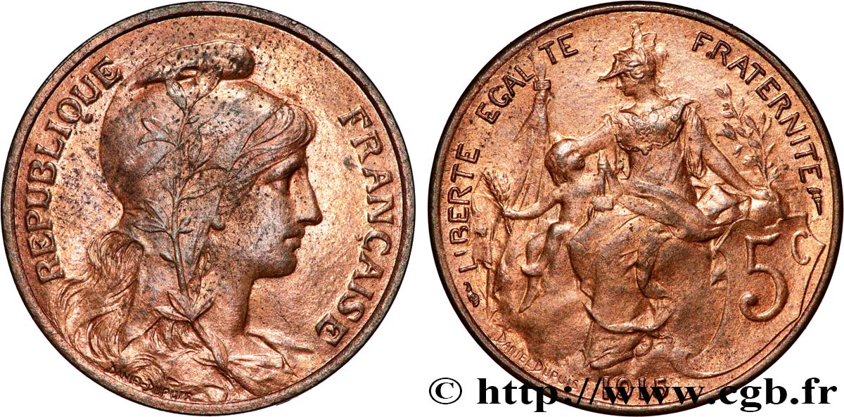 5 centimes Daniel-Dupuis 1915  F.119/27 SPL63 