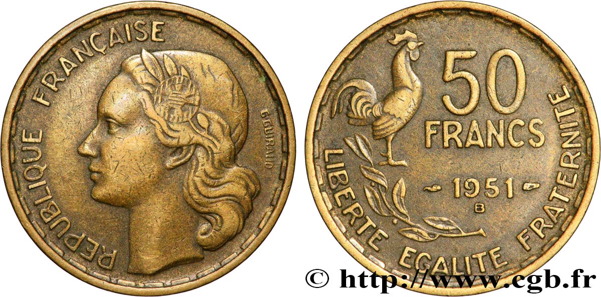 50 francs Guiraud 1951 Beaumont-Le-Roger F.425/6 TTB+ 