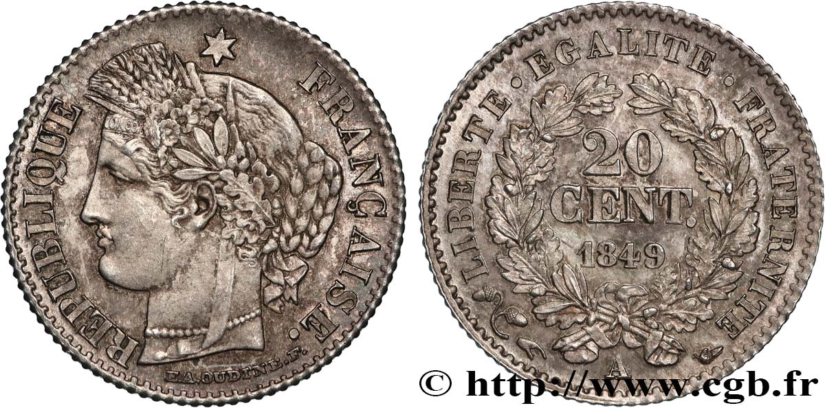 20 centimes Cérès, IIe République 1849 Paris F.146/1 fST63 