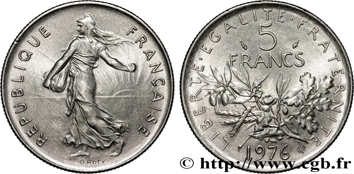 5 francs Semeuse, nickel 1976 Pessac F.341/8 SPL63 