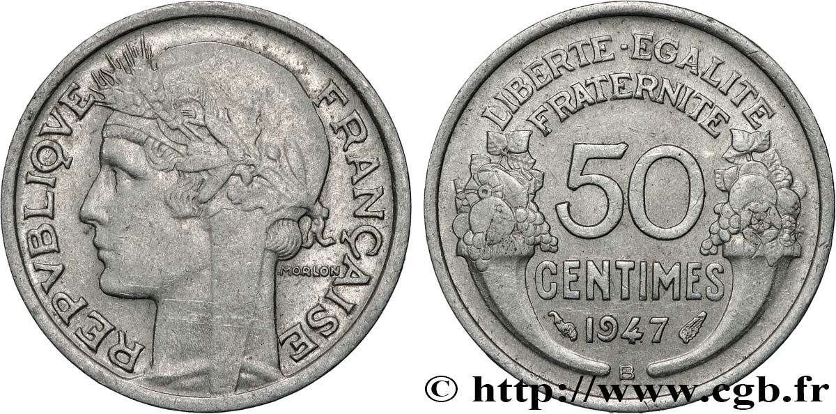 50 centimes Morlon, légère 1947 Beaumont-le-Roger F.194/11 TB+ 