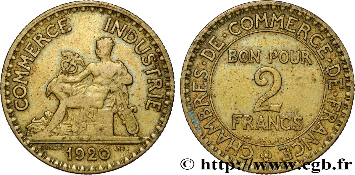 2 francs Chambres de Commerce 1920  F.267/2 B+ 