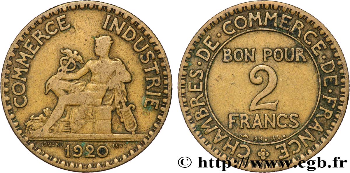 2 francs Chambres de Commerce 1920  F.267/2 VG 