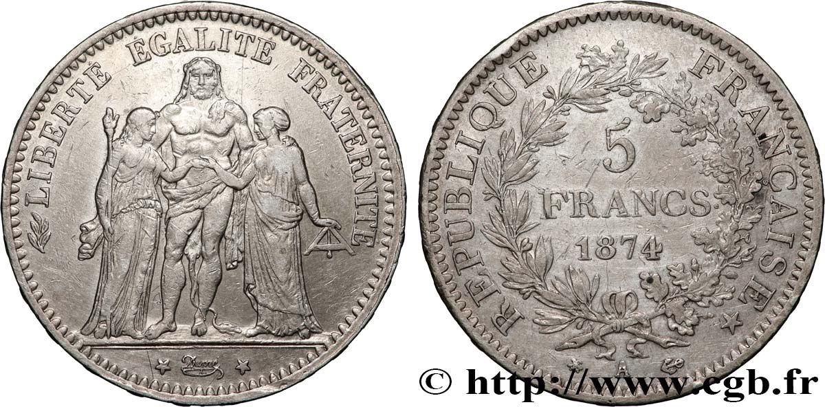 5 francs Hercule 1874 Paris F.334/12 S 