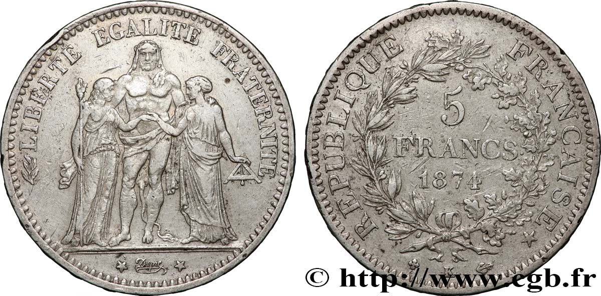 5 francs Hercule 1874 Bordeaux F.334/13 TTB 