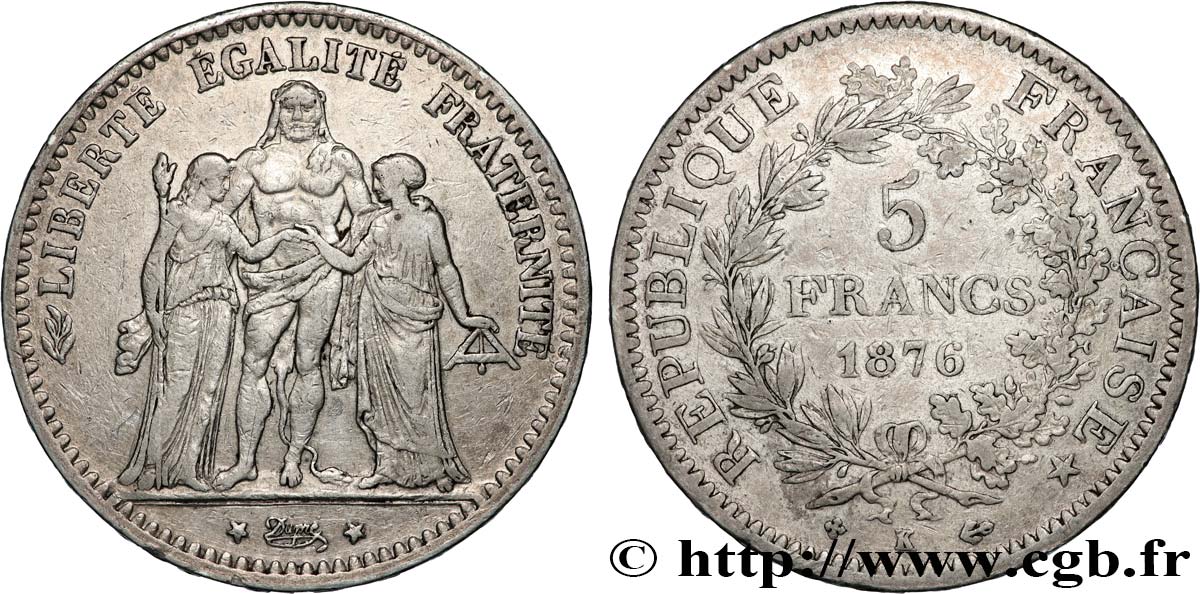 5 francs Hercule 1876 Bordeaux F.334/18 fSS 