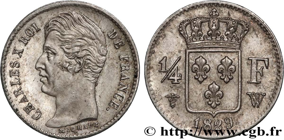 1/4 franc Charles X 1829 Lille F.164/38 VZ60 