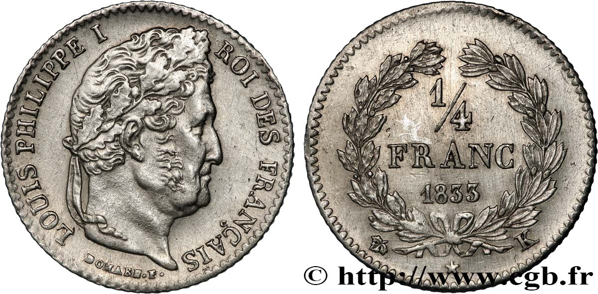 1/4 franc Louis-Philippe 1833 Bordeaux F.166/33 q.SPL 