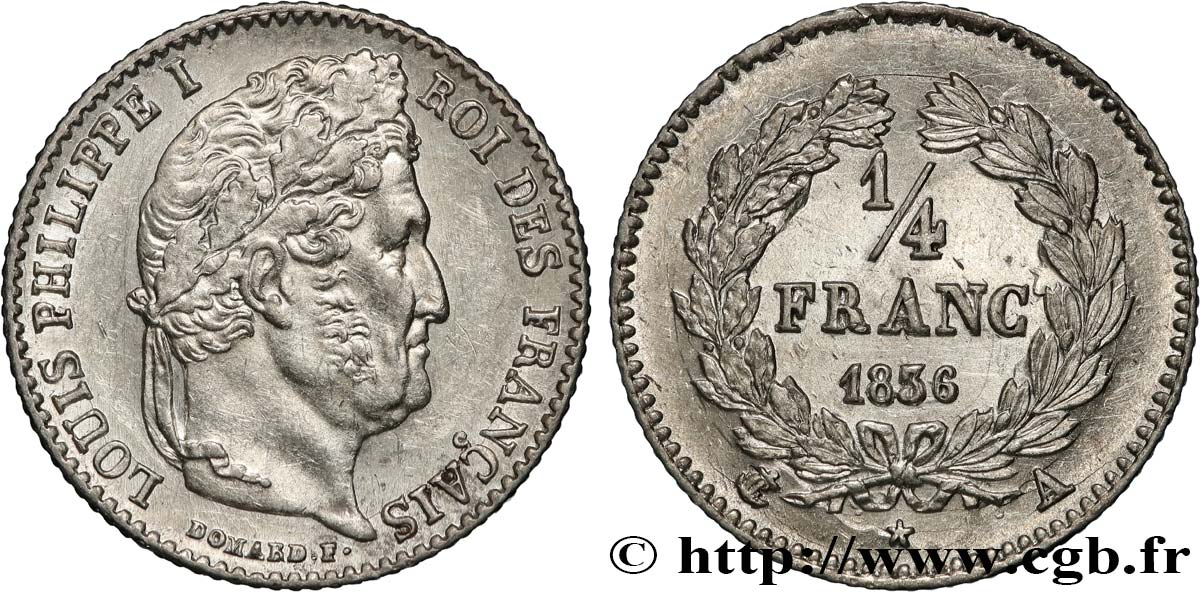 1/4 franc Louis-Philippe 1836 Paris F.166/59 SPL 