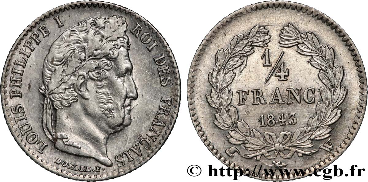 1/4 franc Louis-Philippe 1843 Lille F.166/96 MS 