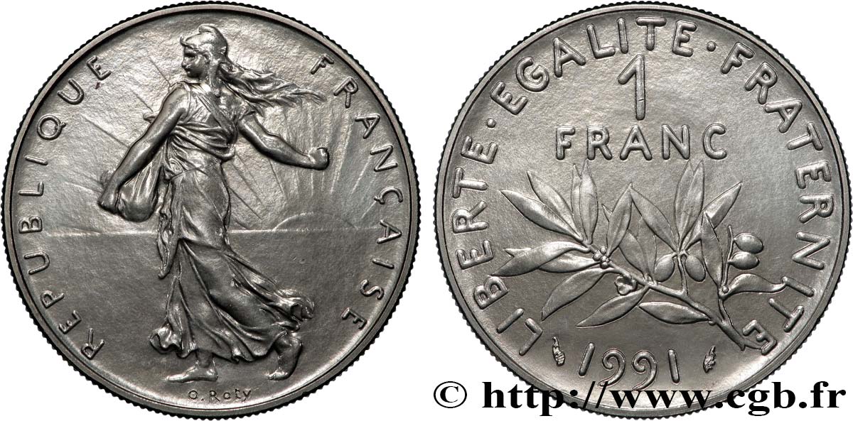 1 franc Semeuse, nickel, BU (Brillant Universel), frappe médaille 1991 Pessac F.226/37 FDC 