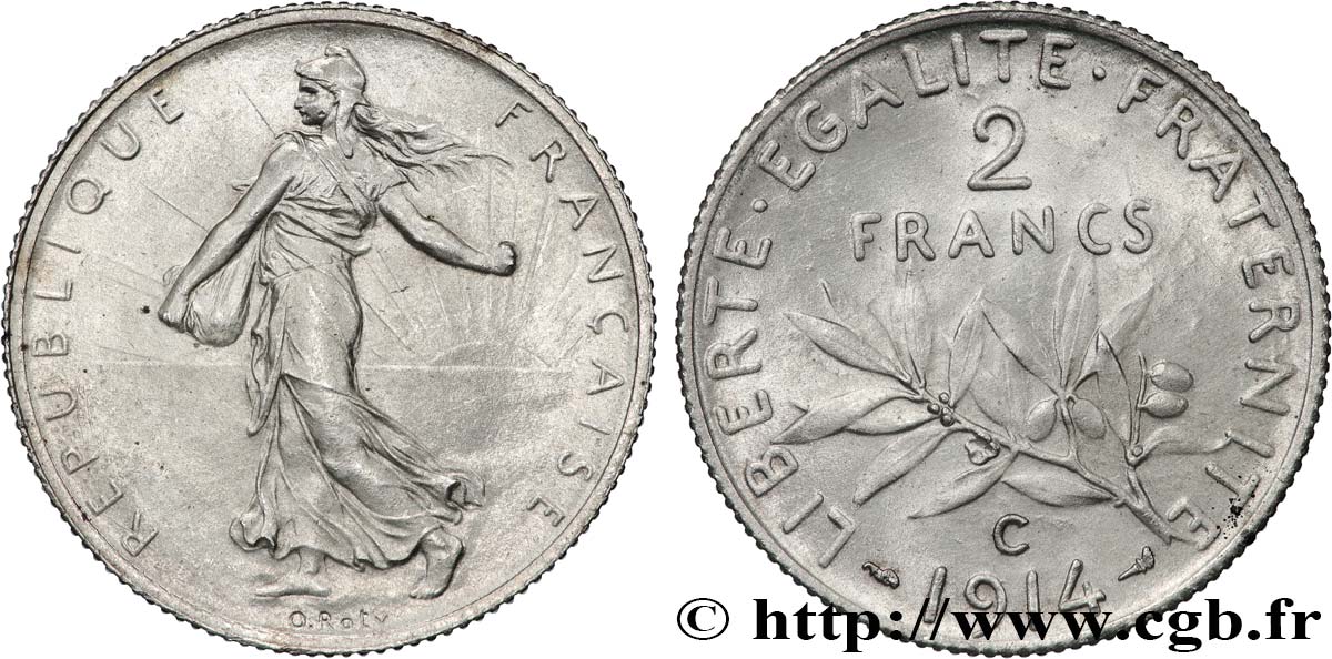 2 francs Semeuse 1914 Castelsarrasin F.266/16 fST63 