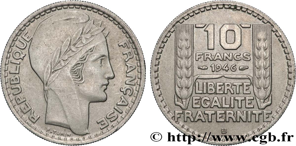 10 francs Turin, grosse tête, rameaux longs 1946 Beaumont-Le-Roger F.361/4 TTB50 