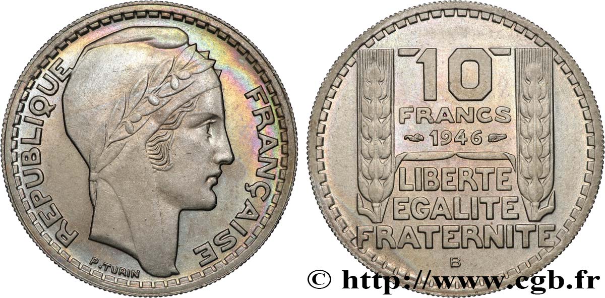 10 francs Turin, grosse tête, rameaux courts 1946 Beaumont-Le-Roger F.361A/3 SUP62 