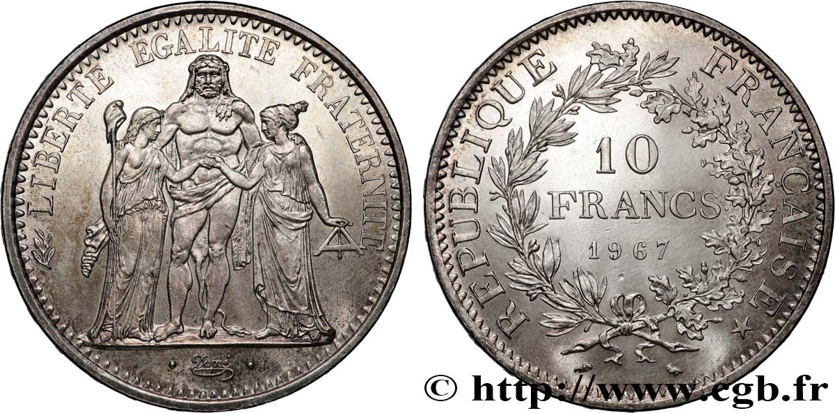 10 francs Hercule, accent sur le E de REPUBLIQUE 1967  F.364/6 SPL 