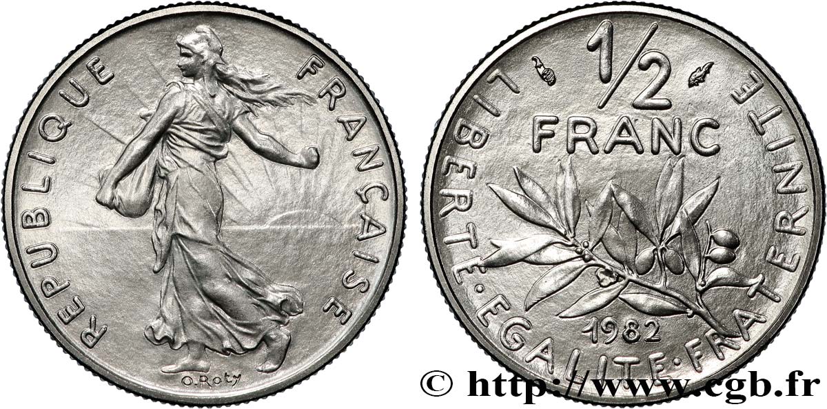 1/2 franc Semeuse 1982 Pessac F.198/21 MS65 