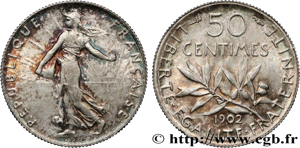 50 centimes Semeuse 1902 Paris F.190/9 SUP55 