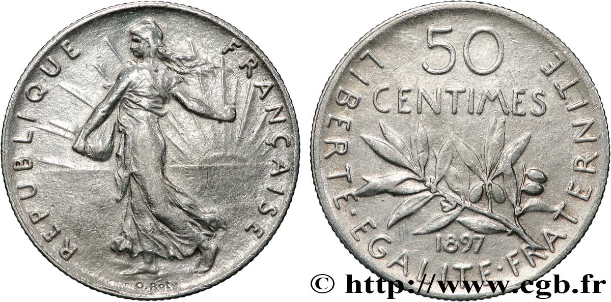 50 centimes Semeuse 1897 Paris F.190/1 TB+ 