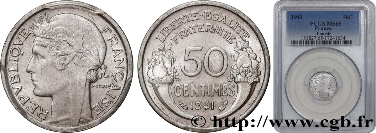 50 centimes Morlon, lourde 1941  F.193/2 FDC65 PCGS