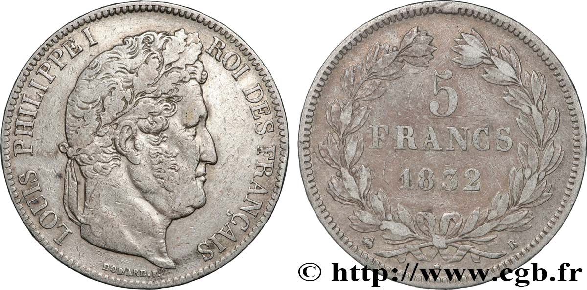 5 francs IIe type Domard 1832 Rouen F.324/2 TB+ 