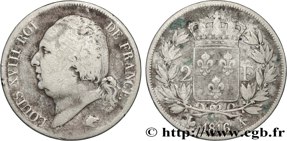 2 francs Louis XVIII 1816 Paris F.257/1 B 