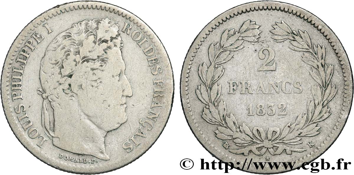 2 francs Louis-Philippe 1832 Bordeaux F.260/10 B+ 