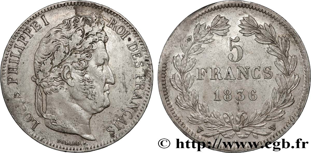 5 francs IIe type Domard 1836 Lille F.324/60 XF45 