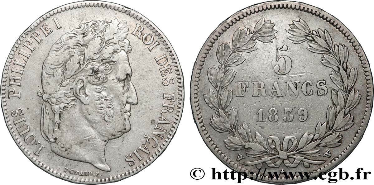5 francs IIe type Domard 1839 Lille F.324/82 TB25 