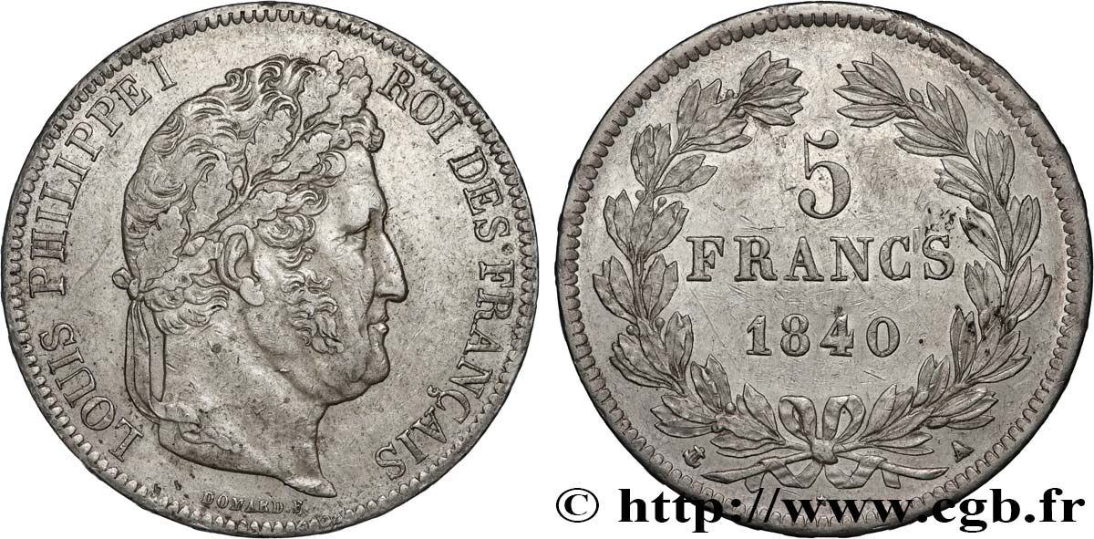 5 francs IIe type Domard 1840 Paris F.324/83 MBC 