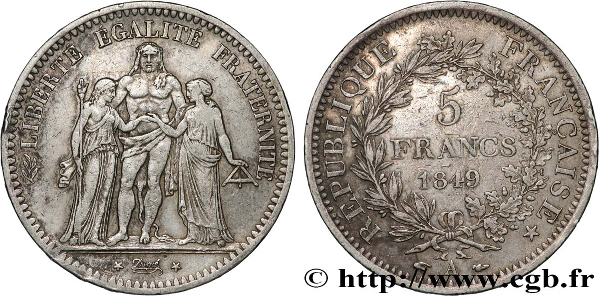 5 francs Hercule, IIe République 1849 Paris F.326/5 BC+ 
