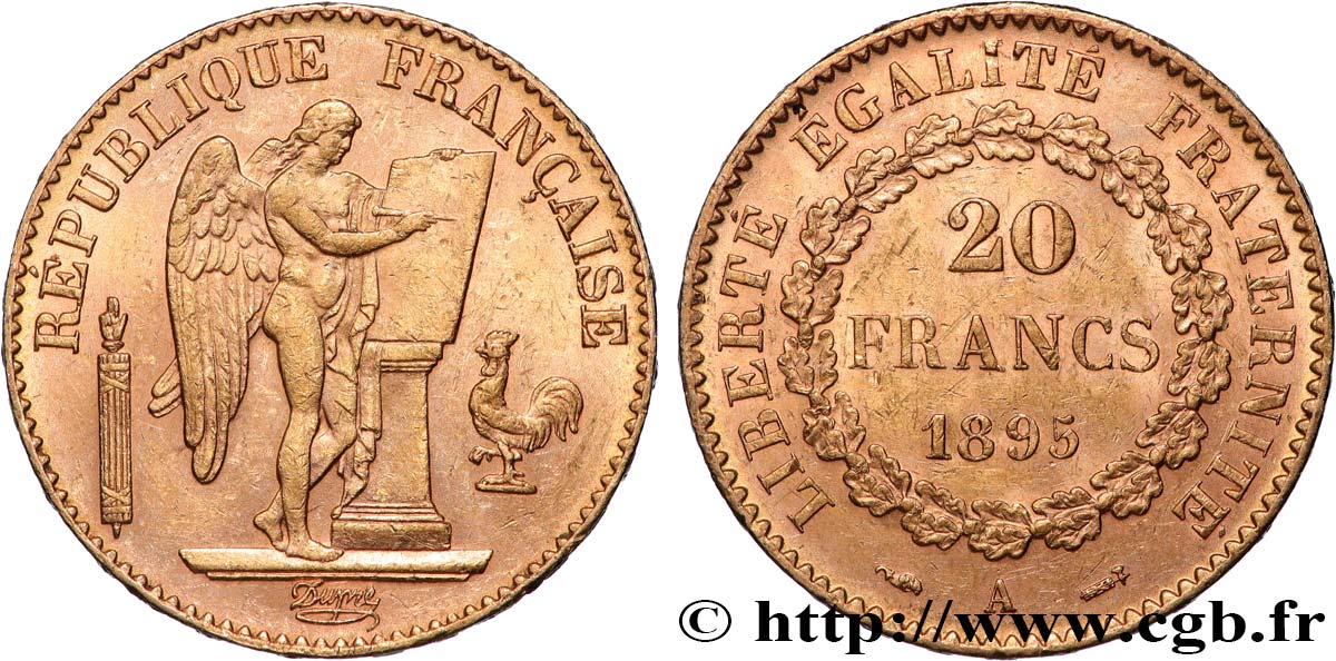 20 francs or Génie, IIIe République 1895 Paris F.533/19 q.SPL 