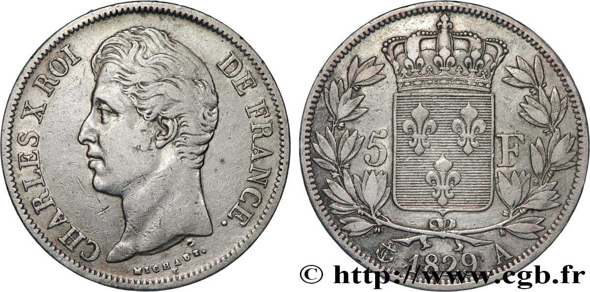 5 francs Charles X, 2e type 1829 Paris F.311/27 BC 