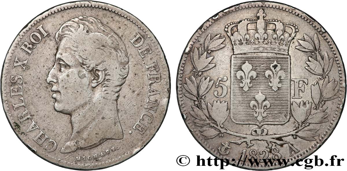 5 francs Charles X, 2e type 1828 Paris F.311/14 TB 