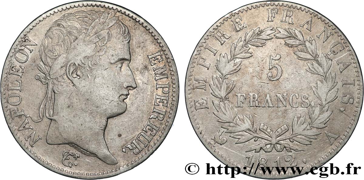 5 francs Napoléon Empereur, Empire français 1812 Paris F.307/41 fSS 