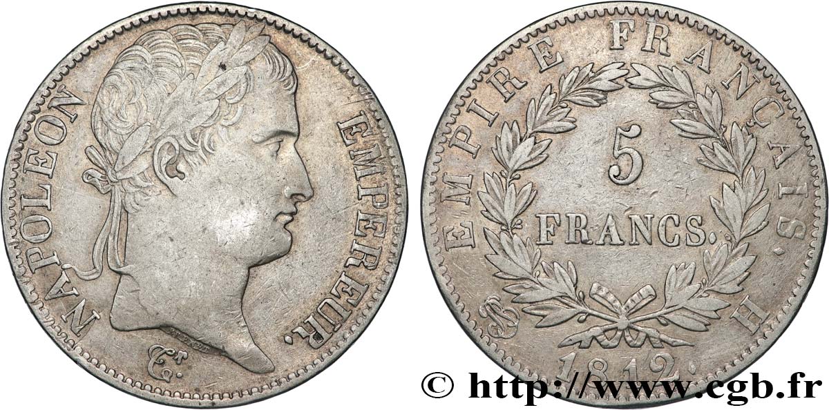 5 francs Napoléon Empereur, Empire français 1812 La Rochelle F.307/45 fSS 