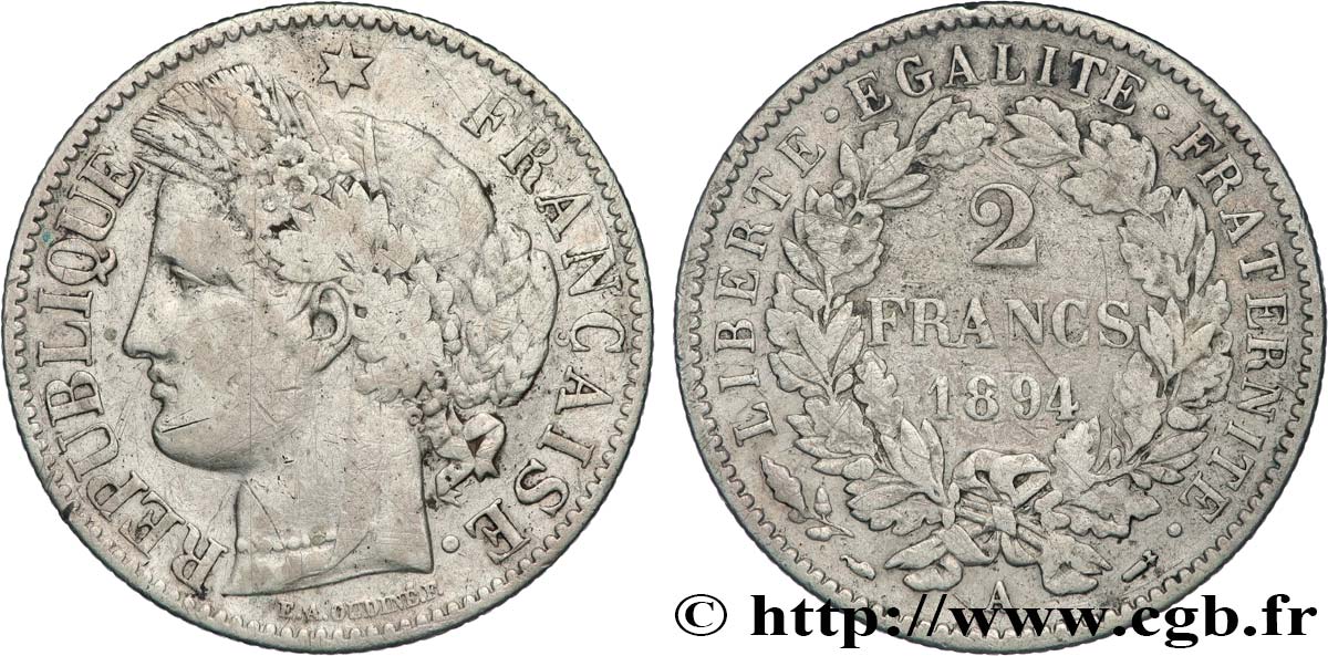 2 francs Cérès, avec légende 1894 Paris F.265/16 BC 