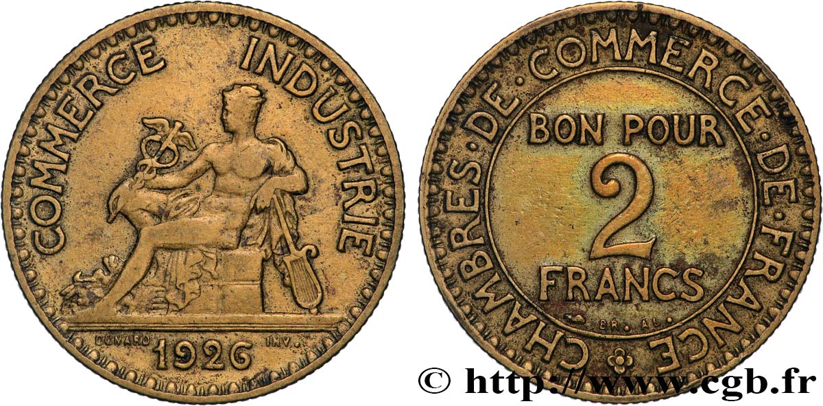 2 francs Chambres de Commerce 1926  F.267/8 VF 