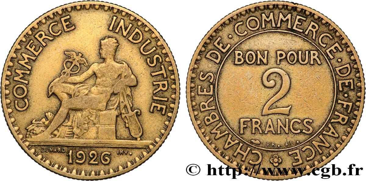 2 francs Chambres de Commerce 1926  F.267/8 VF 