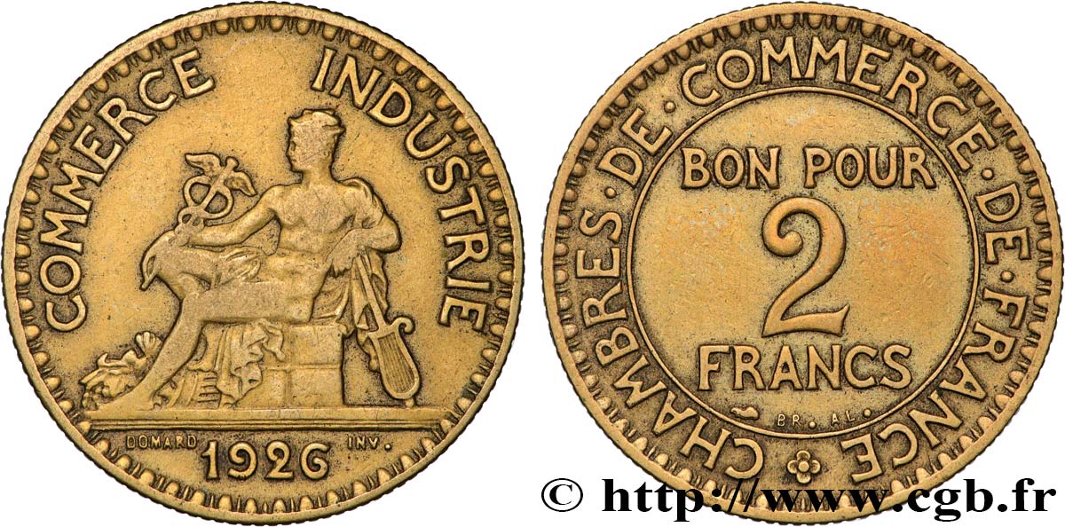 2 francs Chambres de Commerce 1926  F.267/8 VF 