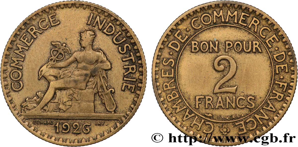2 francs Chambres de Commerce 1926  F.267/8 VF 