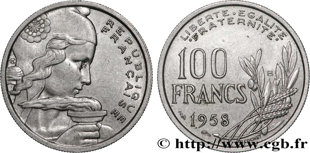 100 francs Cochet 1958 Beaumont-Le-Roger F.450/14 XF 